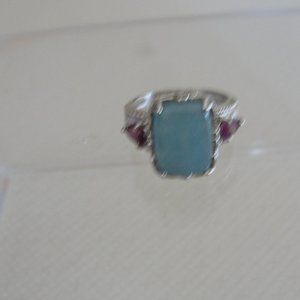 14x10MM Rectan. Cushion Cabochon Dreamy Aqua Ring